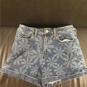 SO Blue Floral Jean Shorts